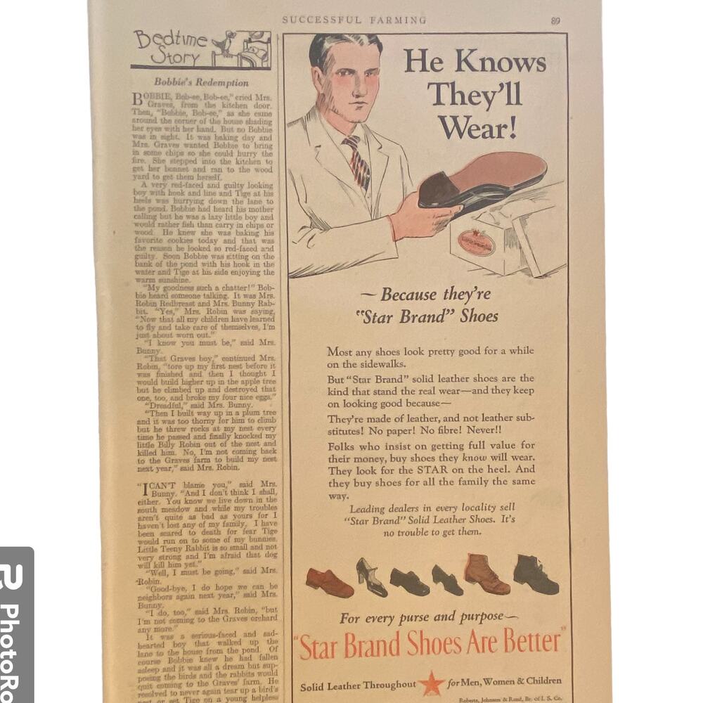 Vtg Color Star Brand Shoe Print Ad US Shipping Board Merchant Fleet Corp 1928
